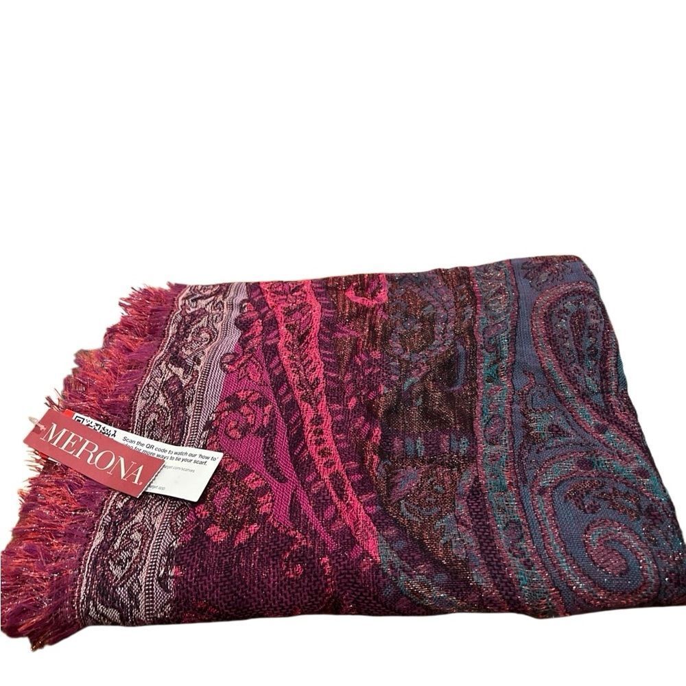 Merona Scarf with Red and Purple Paisley